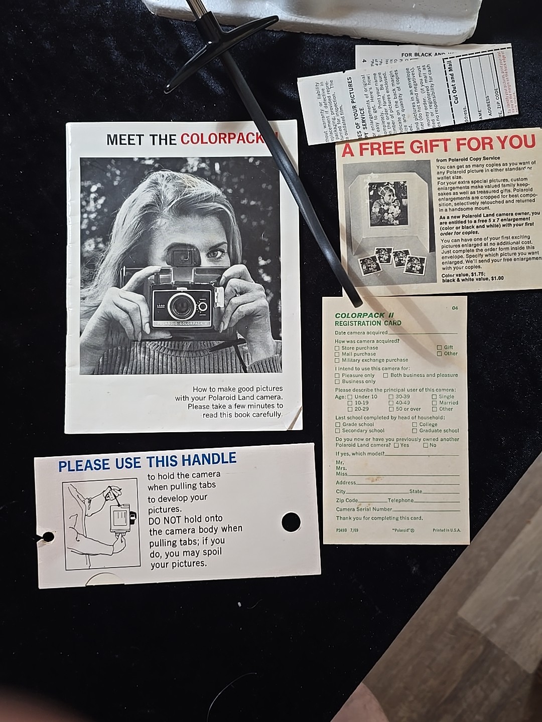 Polaroid Colorpack II Land Camera With Original Box And All Papers Black Vtg