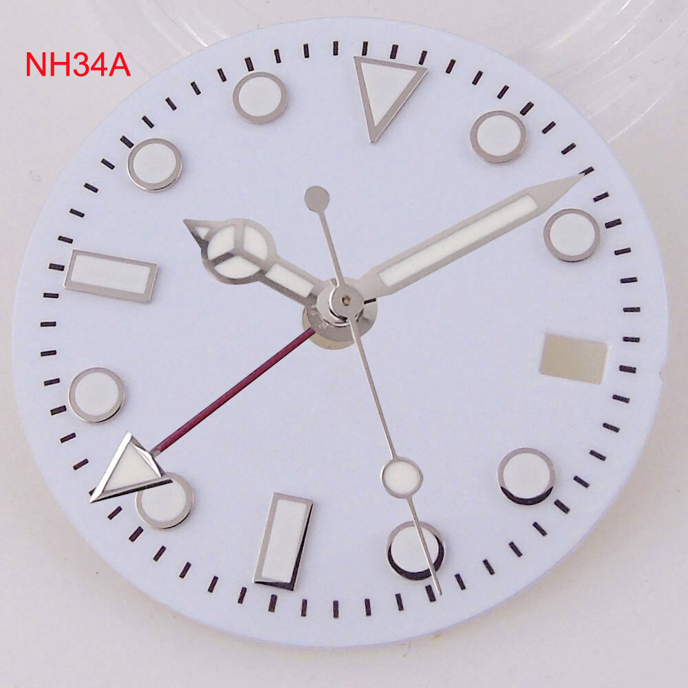 29MM GMT Black White Dial Luminous Dial For NH34A watch accessories repair tool