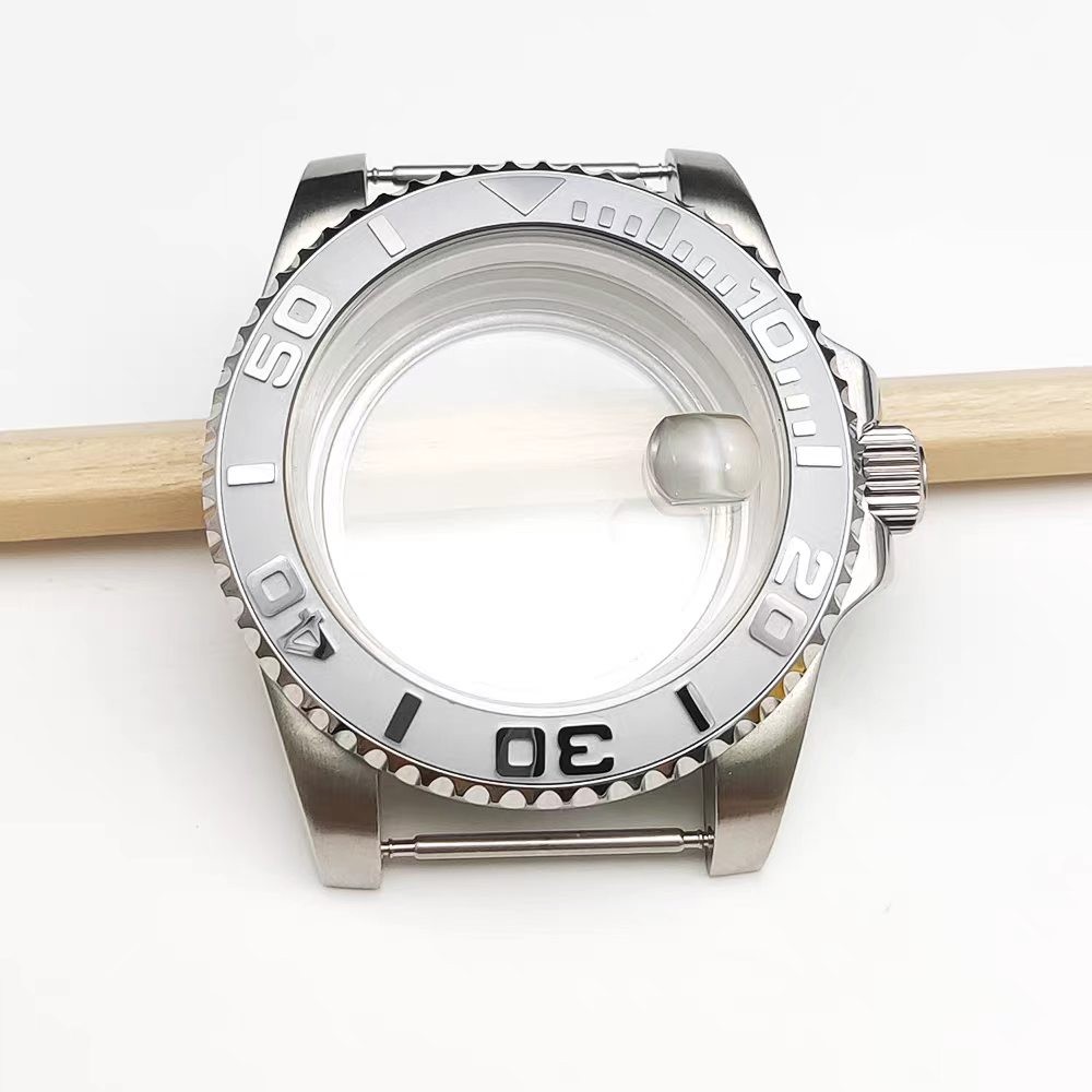 10ATM Mod Watch Case 40mm Set For NH34 NH35 NH36 Steel Silver Gray Ceramic Bezel