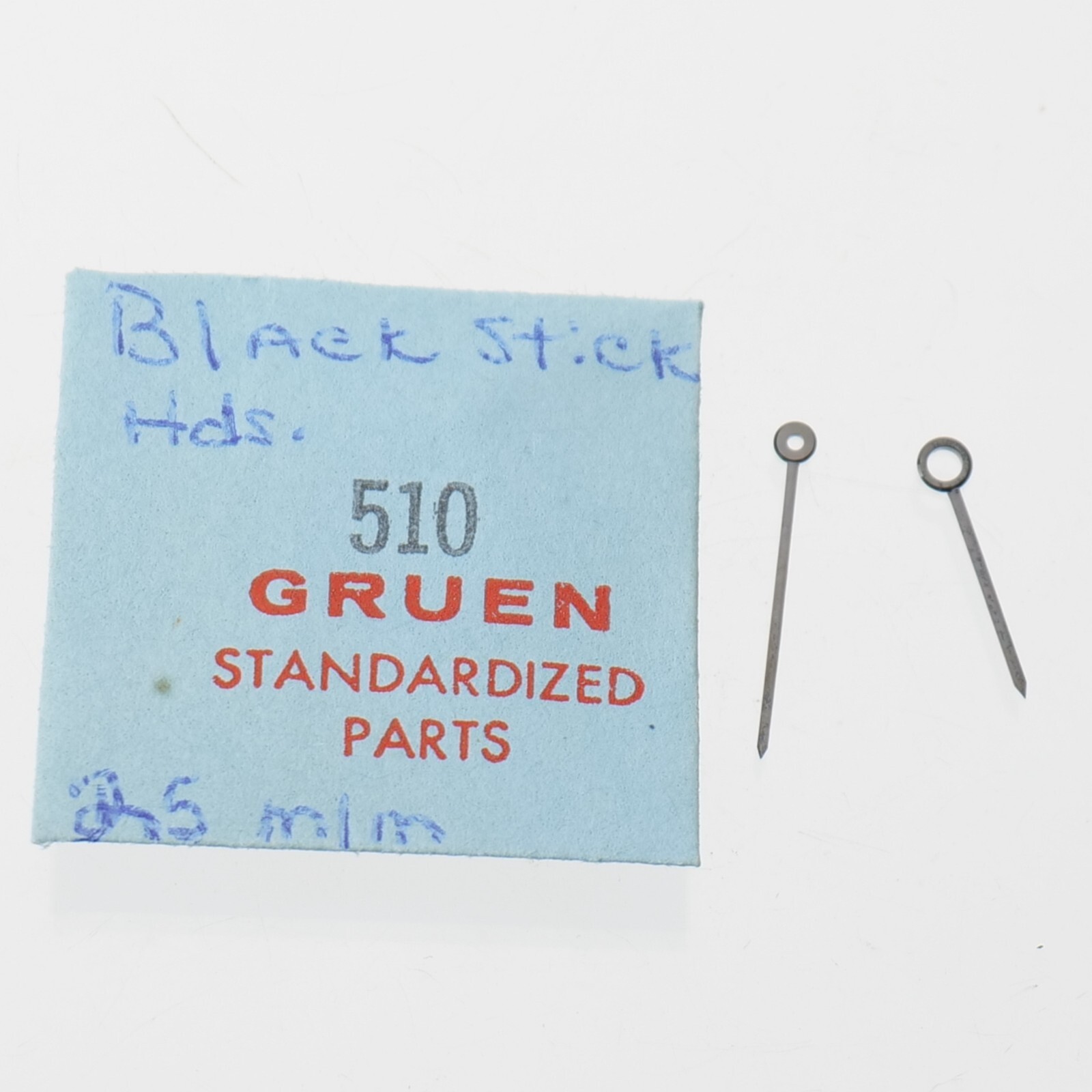 Set Of NOS Gruen 510 Black Stick 25mm Watch Hands Set M79 Minute Hour (C6D13)
