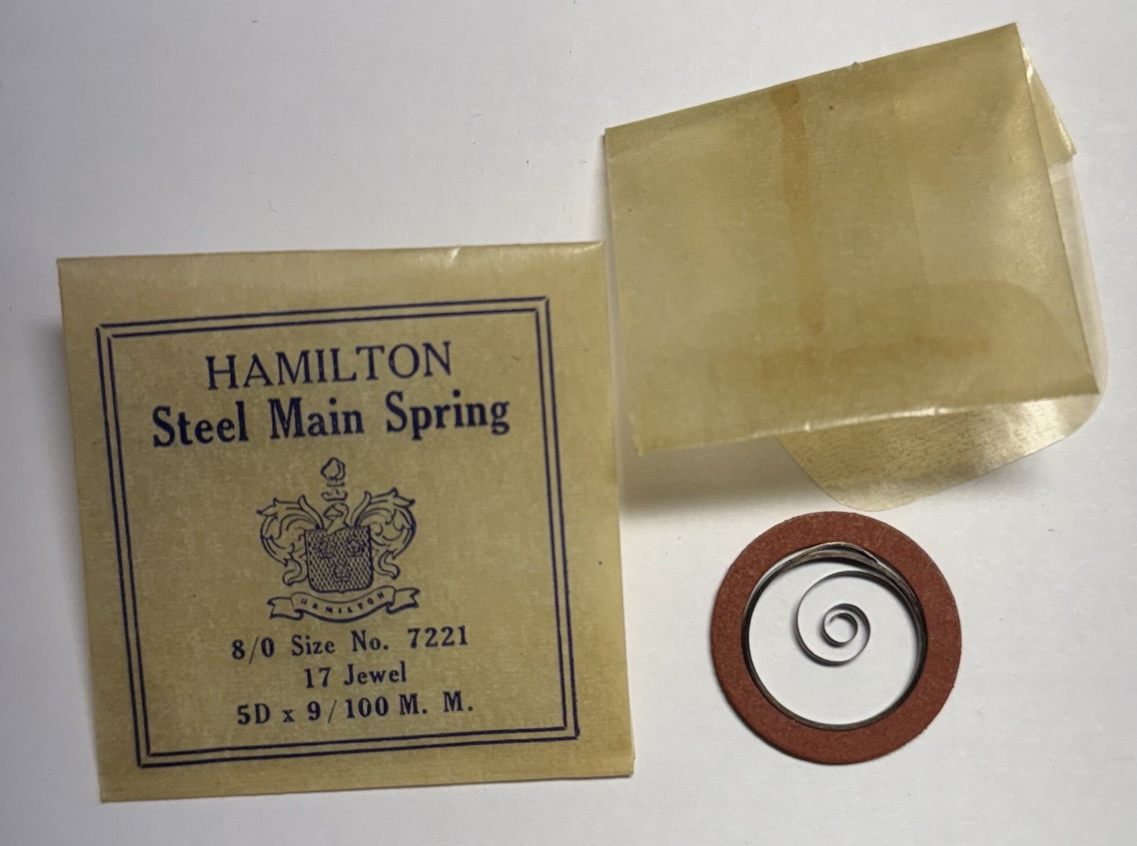 NOS Genuine Hamilton 8/0 Steel Mainspring No. 7221 for Cal. 747 & 748