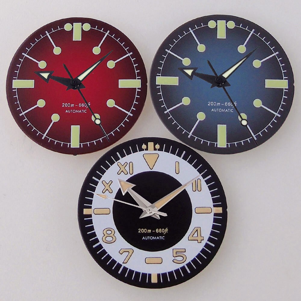 31mm Watch Dial Green Lume Luminous for NH35 NH36 ETA2824 PT5000 ST2130 Movement