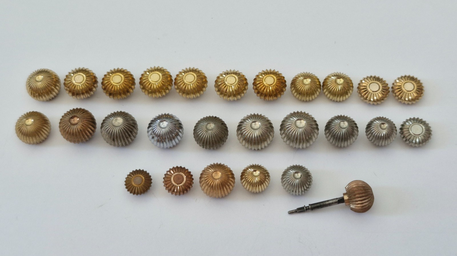 27 x Assorted Various Finish Fluted ‘Onion’ Vintage Pocket Watch Crowns 7mm-10mm