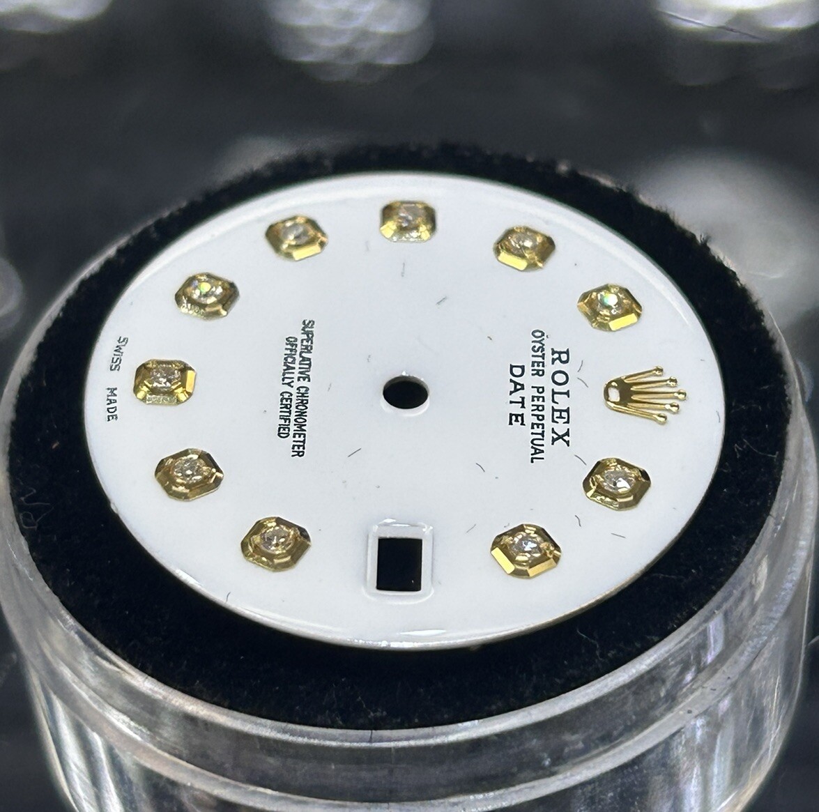 Rolex 34mm Date Watch Custom White Diamond Dial For NonQuick Models 1500 1503