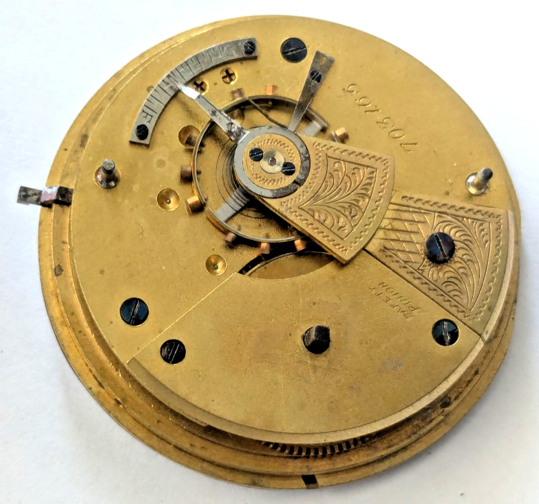 Antique E. Wise Manchester English Pocket Watch Movement Parts/Repair 49.9mm 28