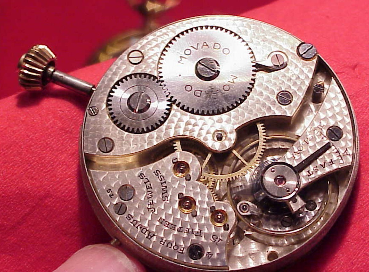 Antique 43MM Movado 15 JEWELS HUNTING MOVEMENT POCKET WATCH RUNS ON WINDING