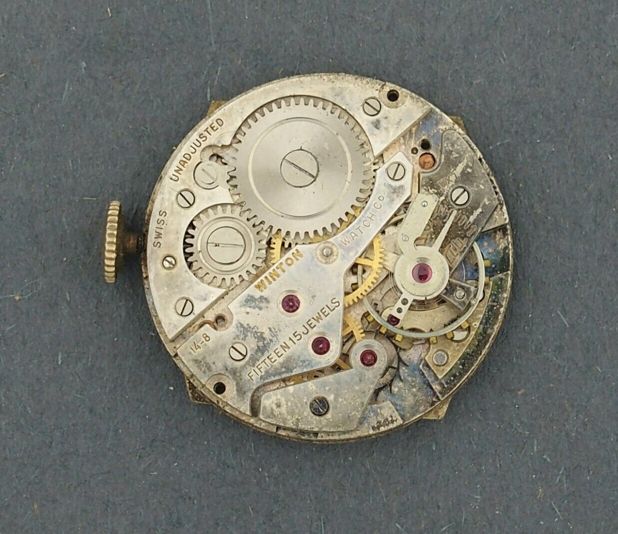 Vintage Winton 14-8 15J Wrist Watch Movement for Parts or Repairs #W137