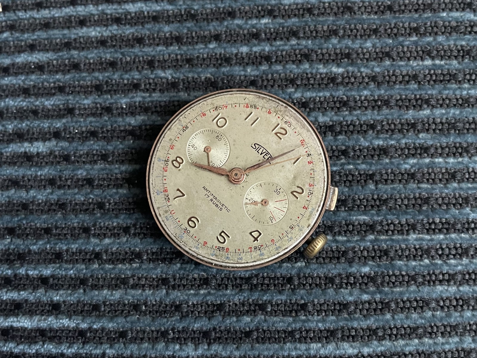 Vintage SILVER Chronographe Swiss Watch 17 Jewels movement Landeron 48