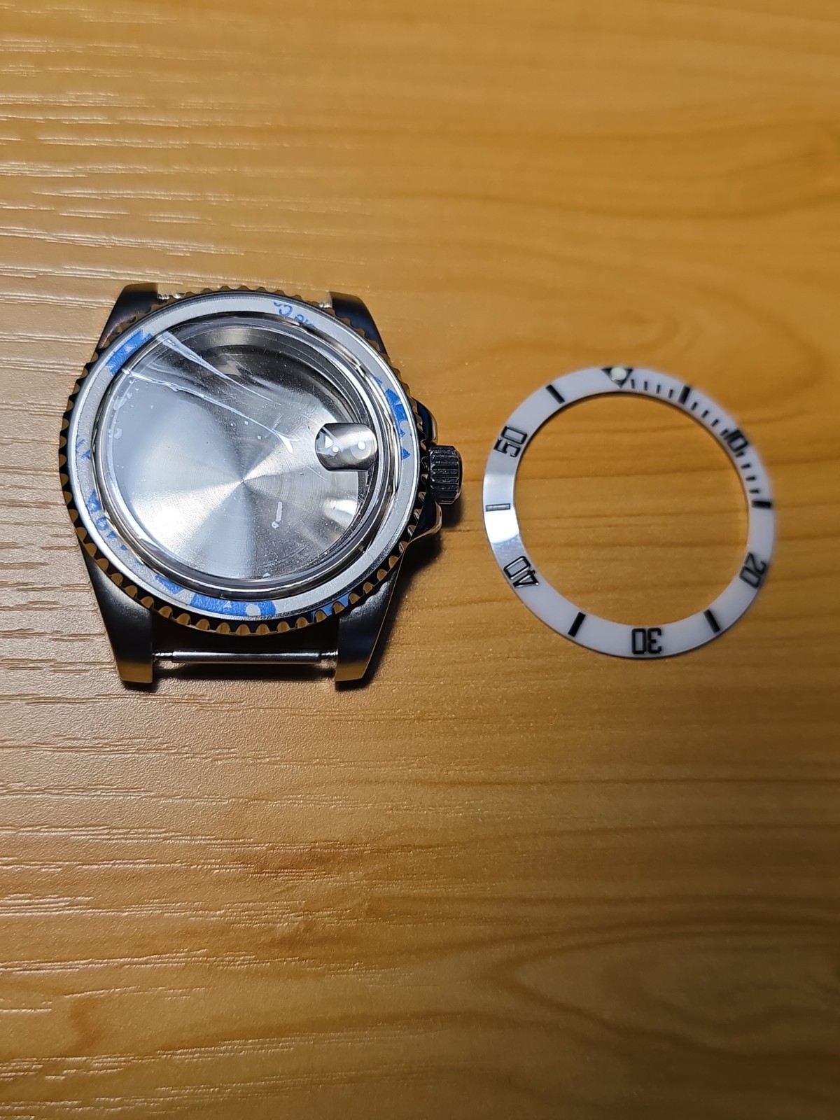NEW 40MM STAINLESS STEEL DIVE WATCH CASE W/ WHITE CERAMIC BEZEL INSERT FOR NH35