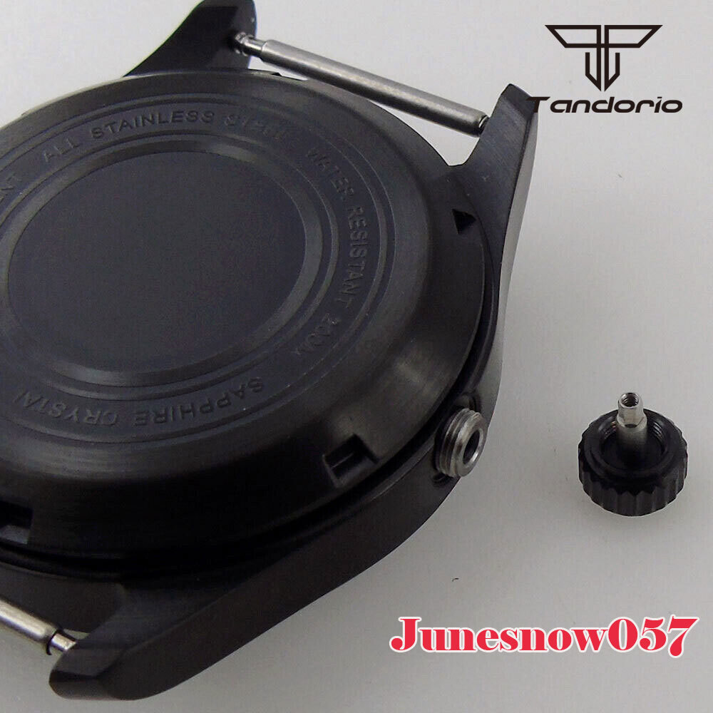 39MM Polit Black PVD Watch Case Watch Hand Dial Set Fit For NH35A NH36A NH34 SKX