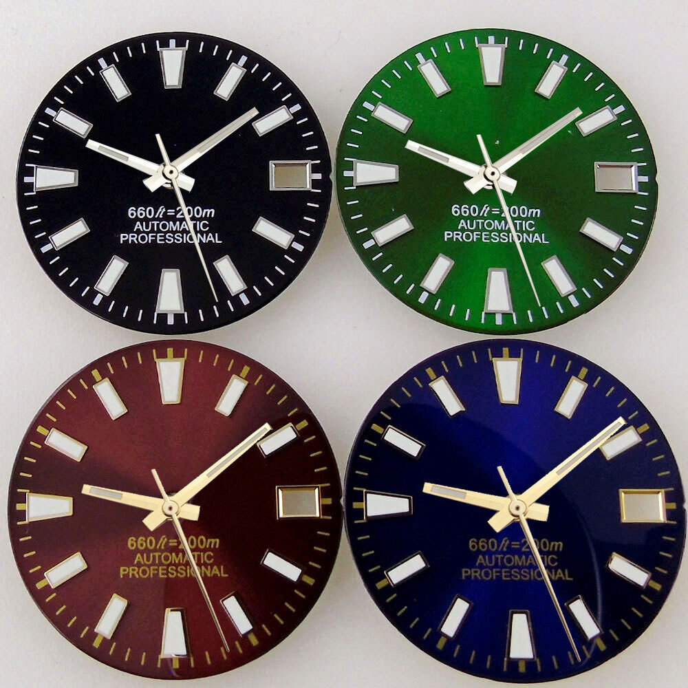 29mm Black Green Red Dial Fit For Date Just style Japan NH35 NH36 movement