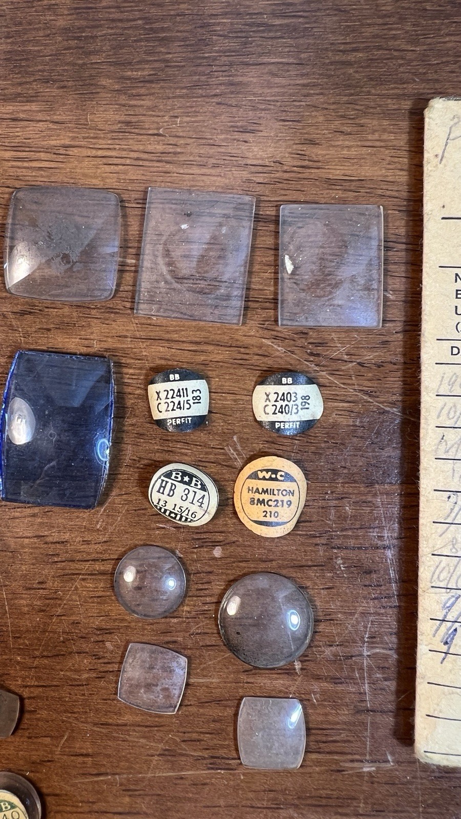 Watchmaker Repair Lot 26 Crystals 6 Cases NOS Glass BB WC Hamilton Seiko 4 Bands
