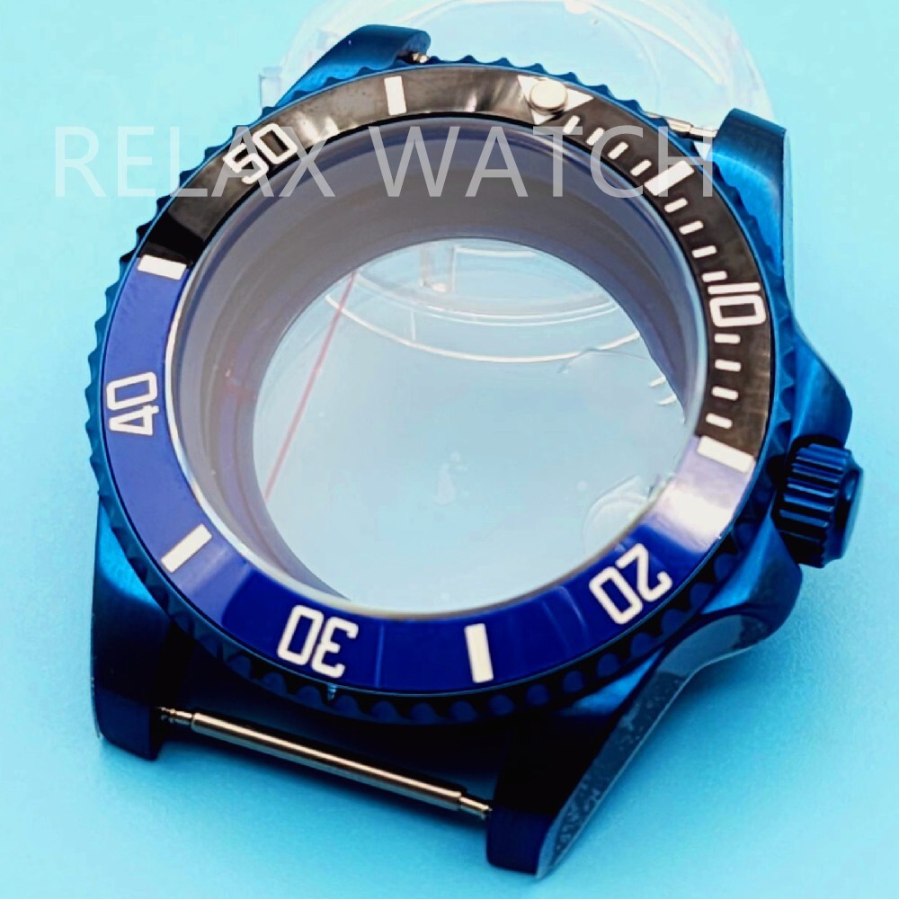 40MM PVD BLUE SS Sapphire Glass WATCH CASE FITS NH35 PT5000 ETA2824 Movement