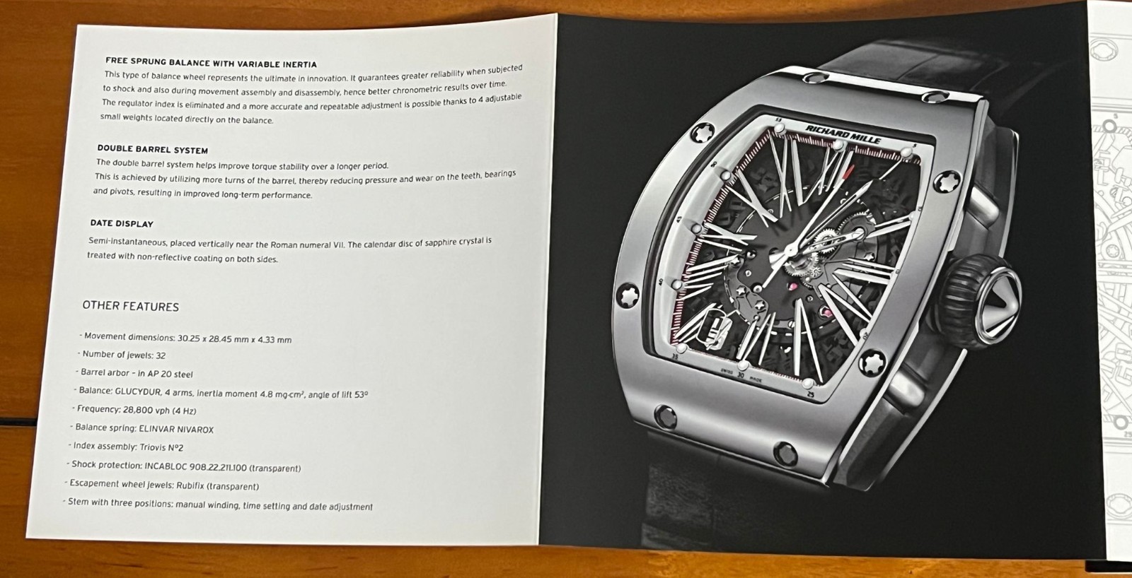 Richard Mille Technical Specification For RM 023