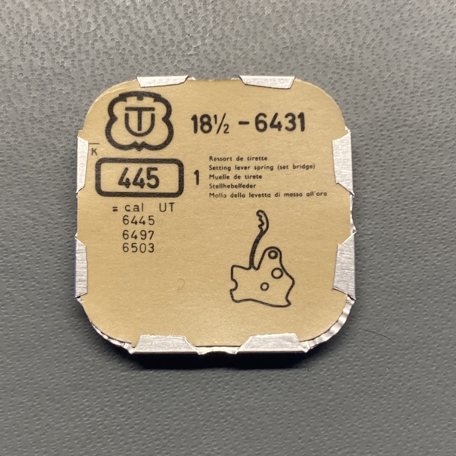 Genuine UT Unitas Setting Lever Spring Cal. 18 1/2 – 6431 6445 6497 Part 445 NOS