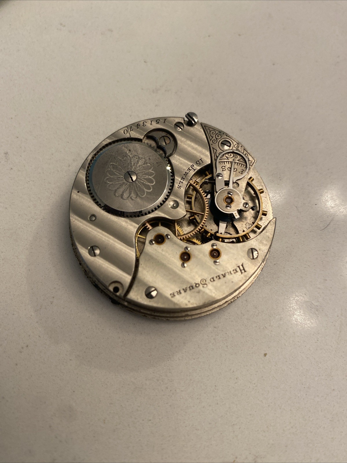 Antique 16s 1902 Illinois Herald Square 17 Jewel Pocket Watch Movement 175 USA
