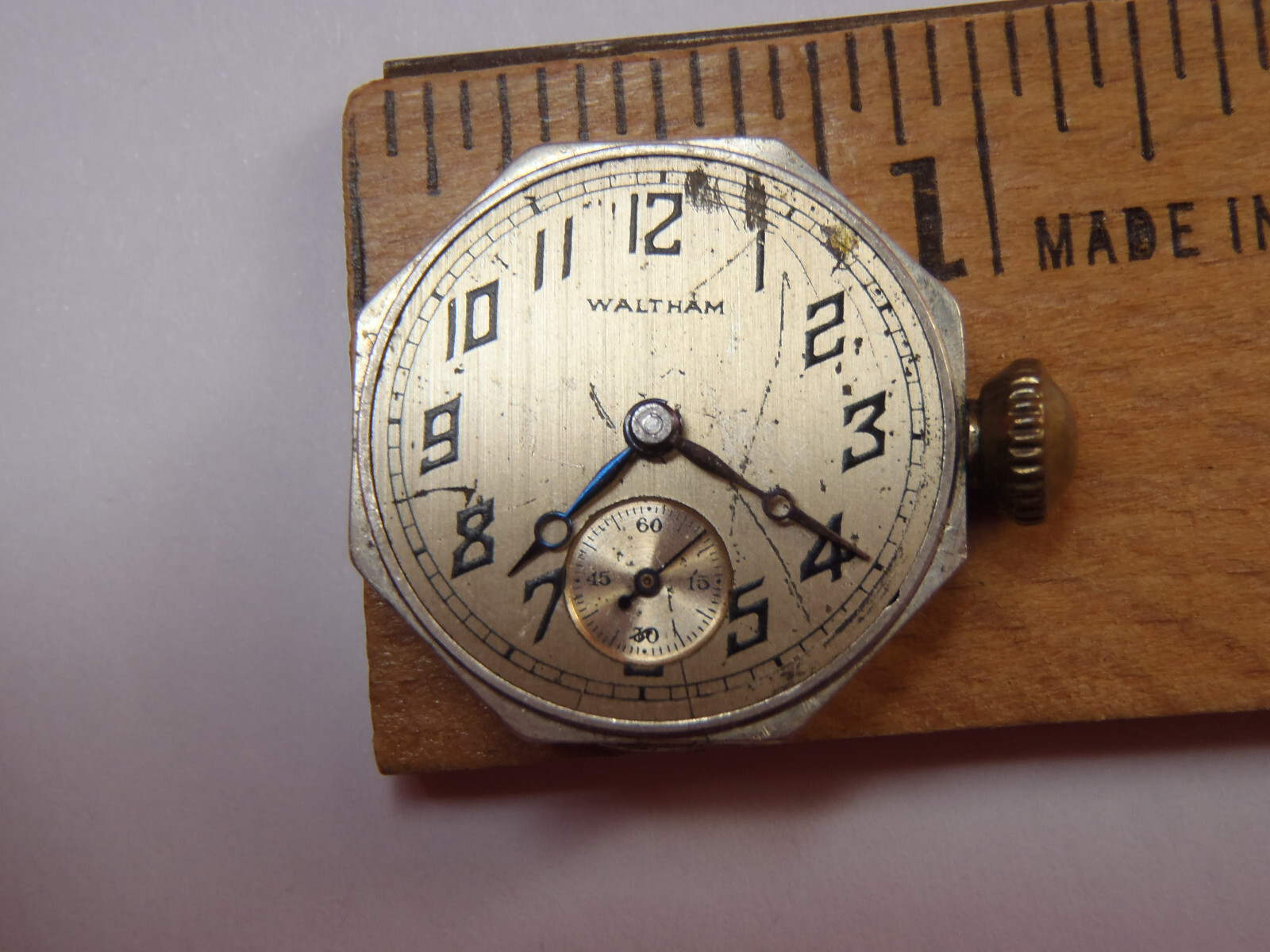 WALTHAM 24 539346 MOVEMENT WIND-UP 27.2 mm X 22.7mm SOLD 4 PARTS