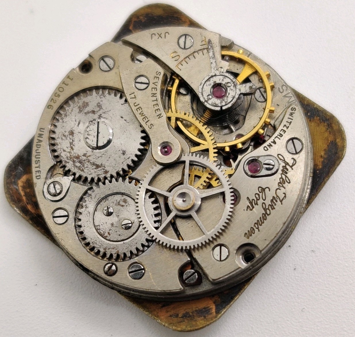 Rare Jules Jurgensen Cal. P MS 17 jewel Center Seconds watch movement for repair