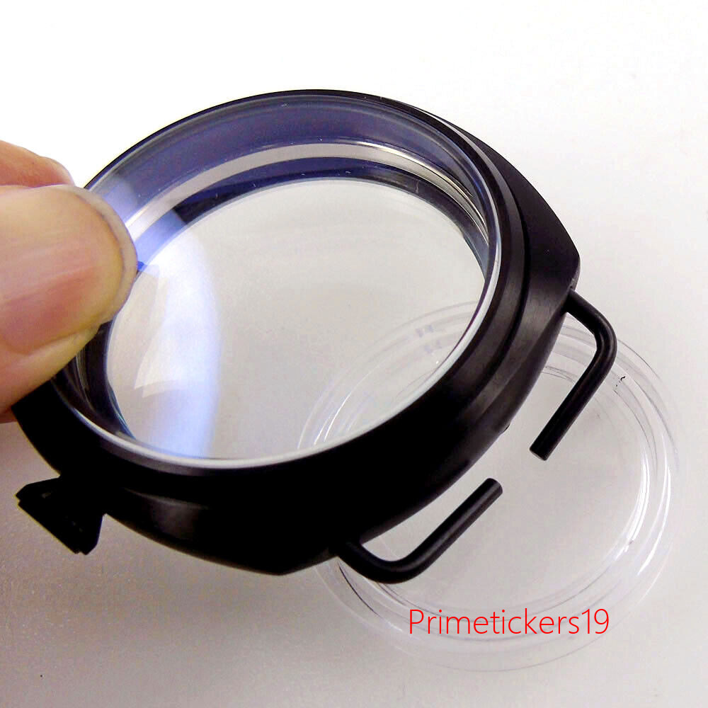 Black PVD 47mm Watch Case Sandwich Dial Hands Set Fit ETA 6497 6498 ST3600 3620