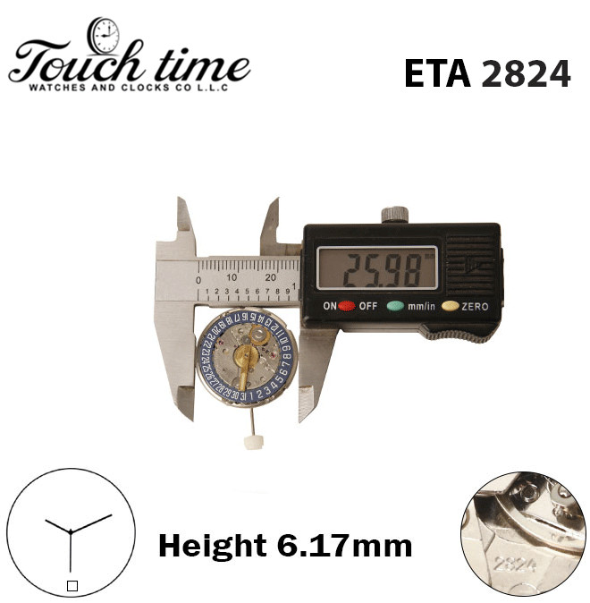 ETA 2824-Swiss Movement-Blue Date Disk At 6-H:6.17mm-3 Hands