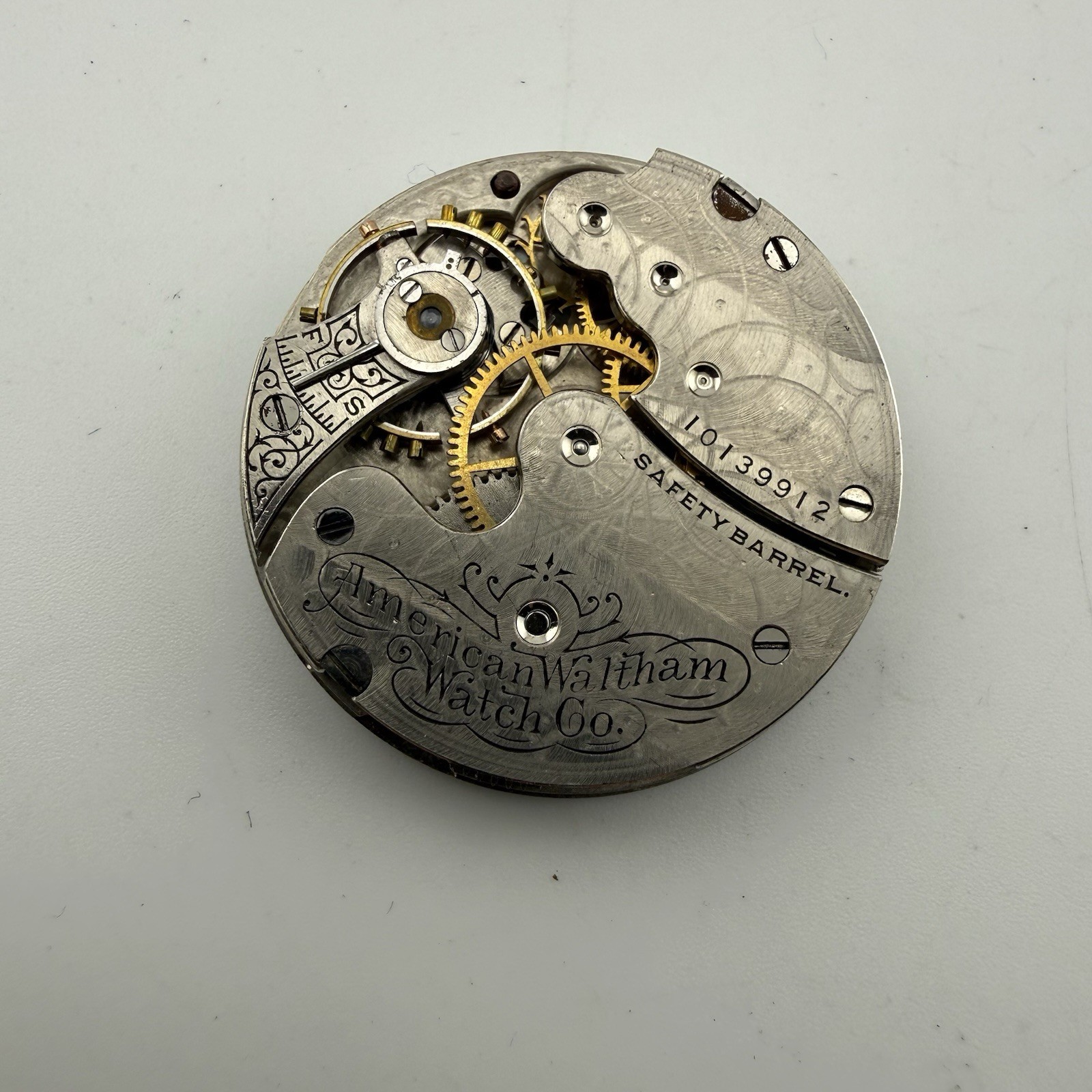 1900 WALTHAM Pocket Watch Movement Model 1891 6S SEASIDE 7J Good Balance