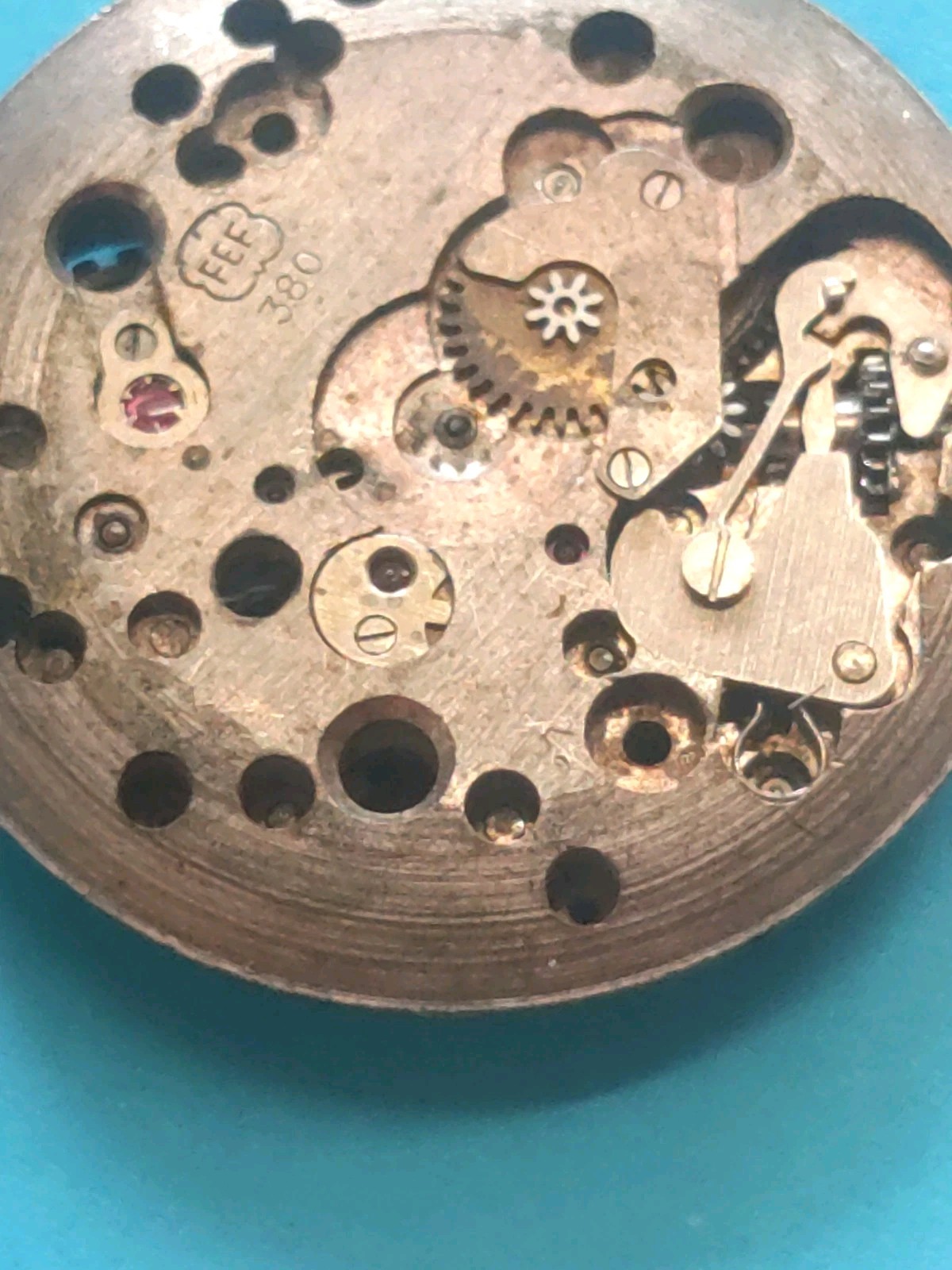 FEF Cal. 380-11.5″‘ Partial Movt. Fluerier Watch Co. Balance Good. No Run. Parts