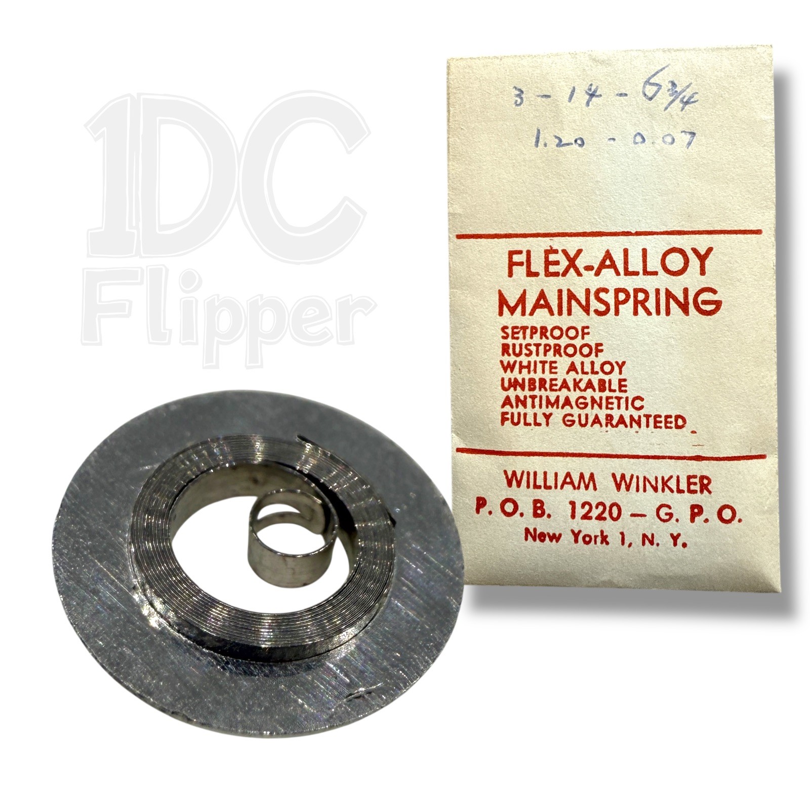 Mainspring 1.20 x 0.07 x 172 M-S 314W Alloy Denn. 3 x 14 x 6 3/4 NOS Read!