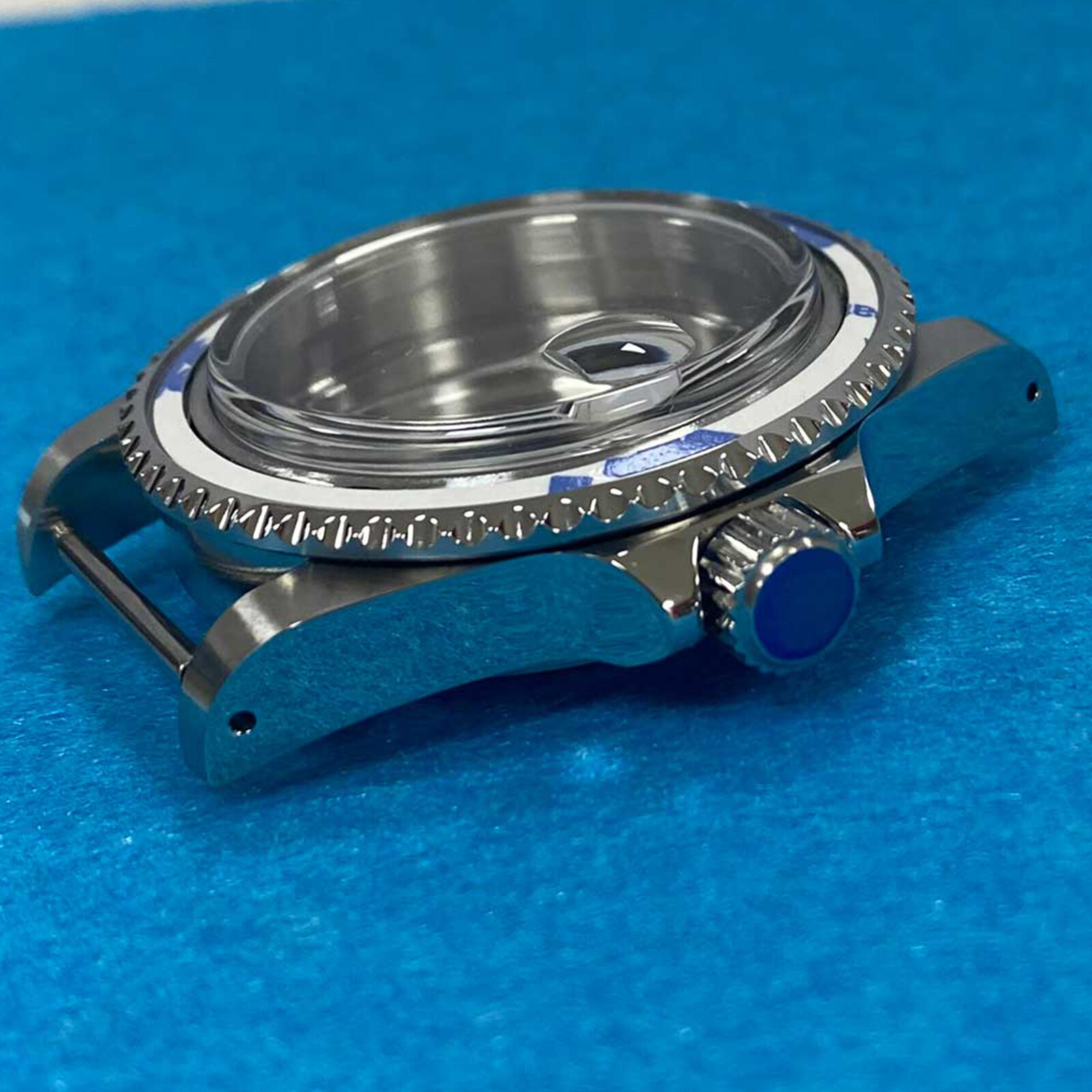 For NH35 NH36 Movement Magnifying Glass Watch Case 39.5MM Stainless Steel Case