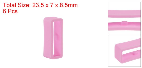 6pcs Watch Strap Loop Fastener Rings 18mm Rubber Watch Holder Keeper Pink