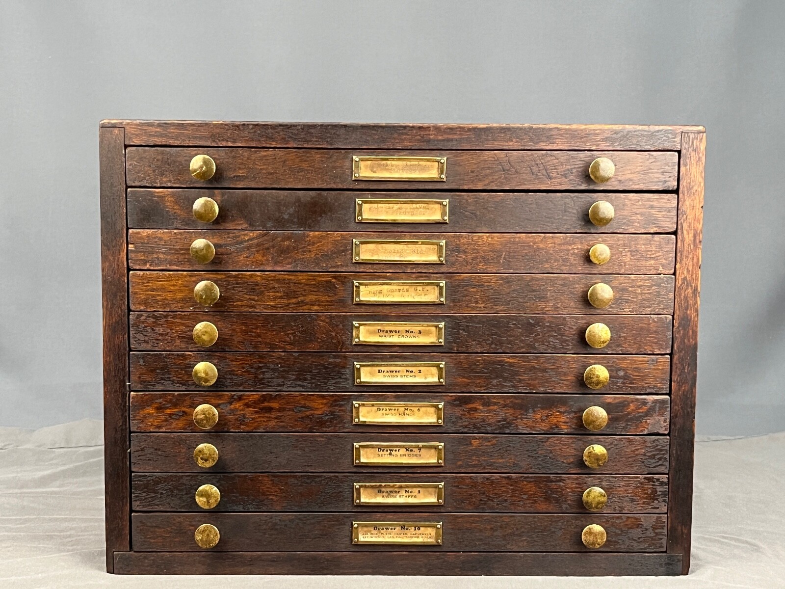 Antique Marco Table Top Mahogony Watch Case 10 Drawers and 1540 Slots + Parts