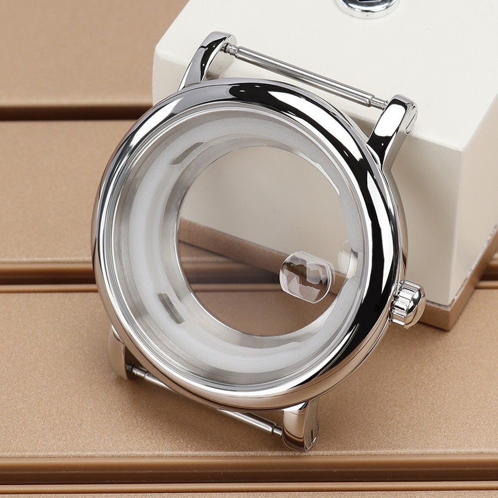 Steel Domed Bezel 44mm Diver Watch Cases Polished 10ATM For Seiko NH35 Movement