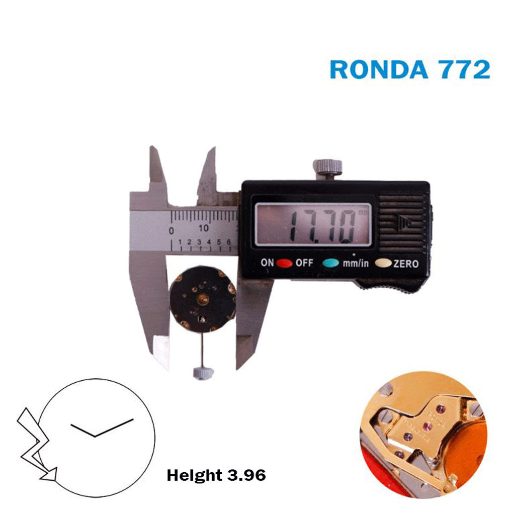 Ronda 772 SWISS🇨🇭 Watch MOVEMENT Without Disk , 2 Hands