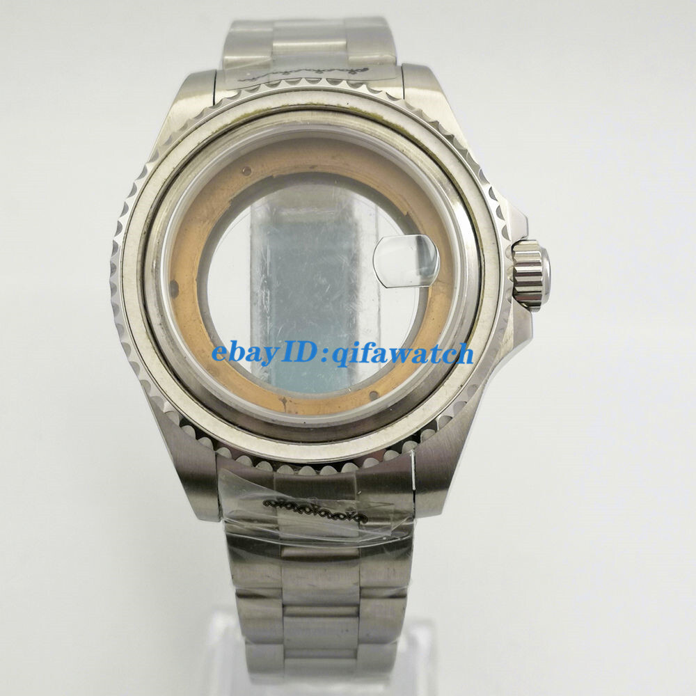 43mm silver watch case Fit NH35 NH36 ETA 2836,Miyota 8215 821A,DG2813/3804