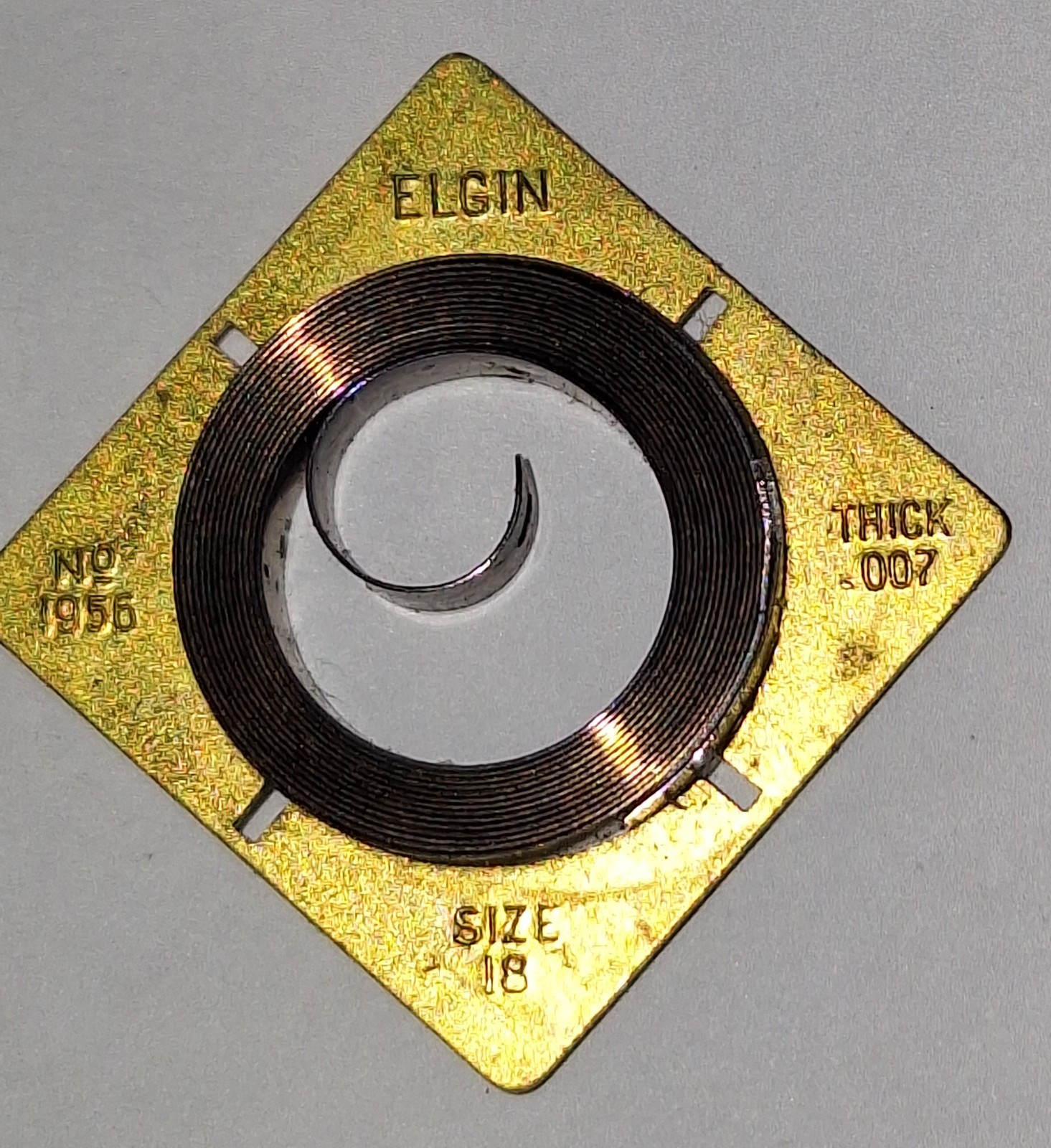 6 X Elgin Size 18 Mainspring Part No. 1956 Thick .007 in Original Tin Box N.O.S.