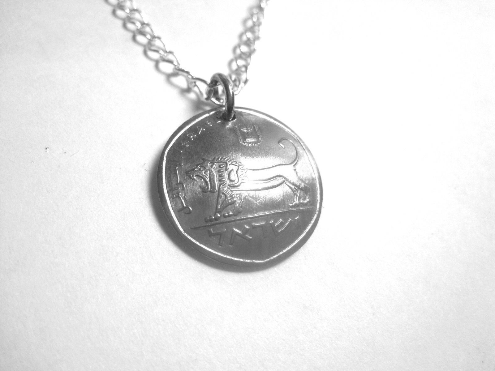 Israeli fierce lion coin necklace-nicely domed with a free 18″ chain