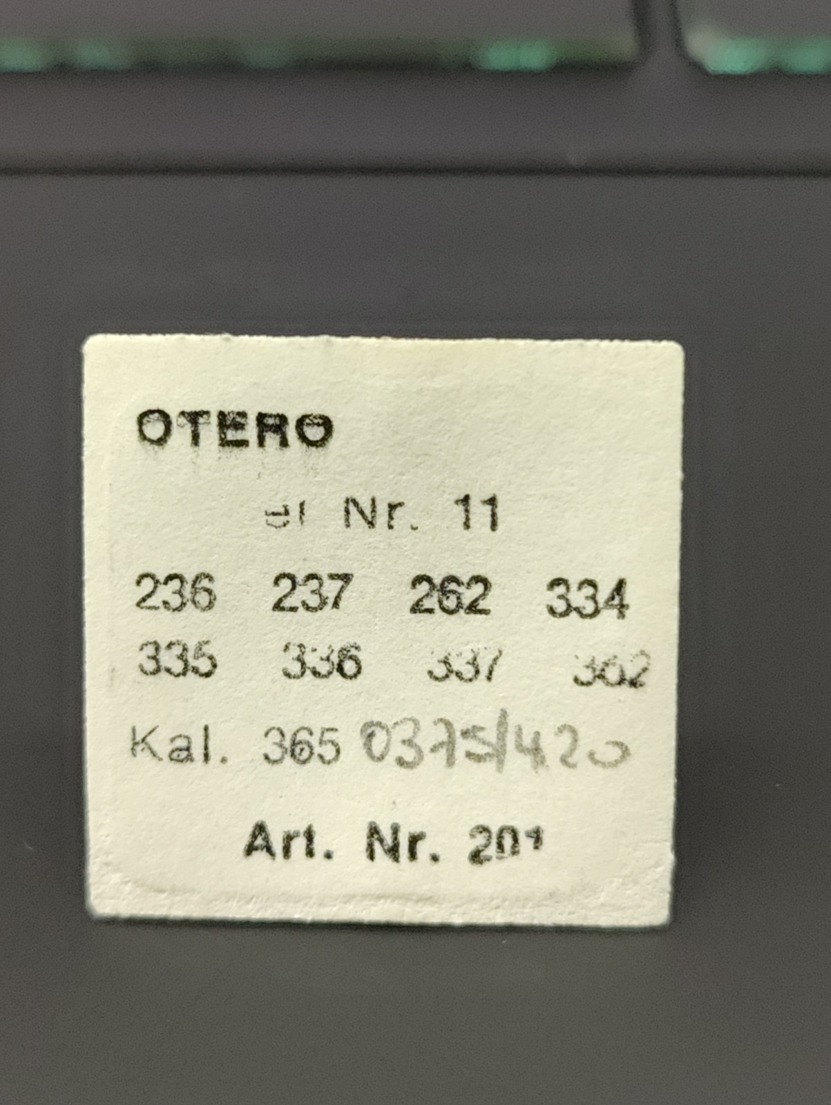NOS Otero Cal. 236 Part 201 Center Wheel
