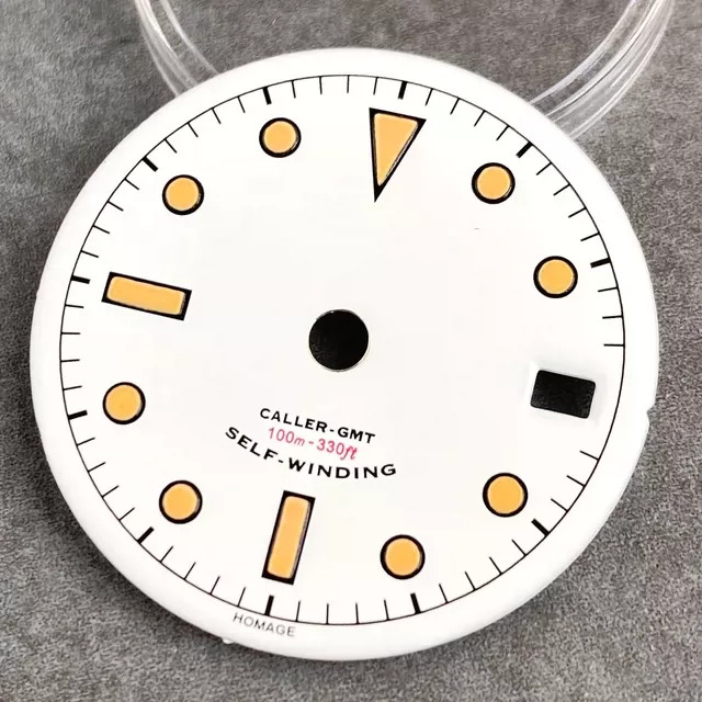 29mm Retro GMT Watch Dial Green Luminous for Nh34 Movement Watch Parts