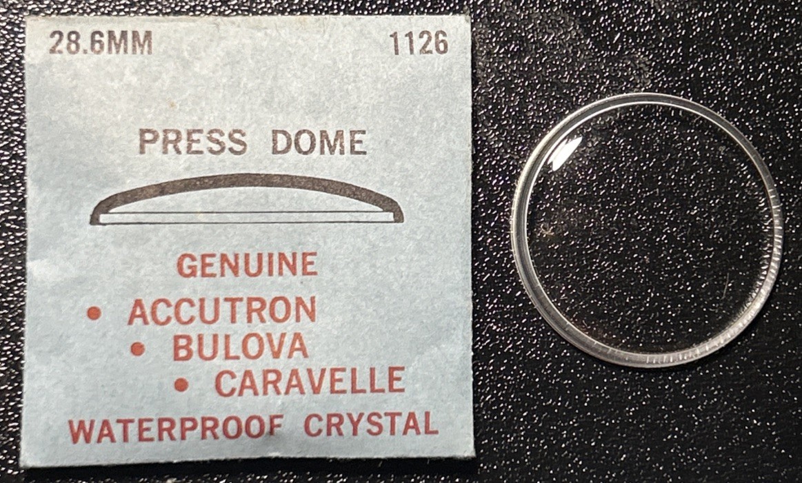 Vintage Genuine Bulova 1126 Press Dome Watch Crystal 28.6MM NOS