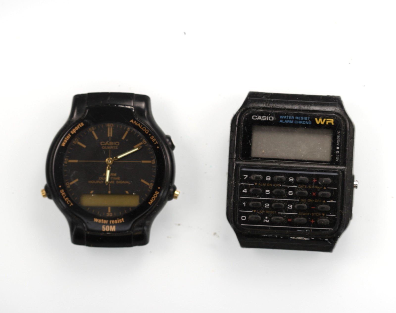 Casio Watch Men Black Plastic Chronograph Date Alarm Dual 50m NON-WORKING Parts