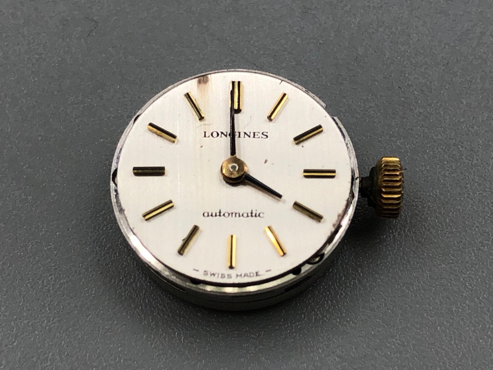 VINTAGE LONGINES 470 AUTOMATIC WORKING WATCH MOVEMENT W/CROWN CRYSTAL DIAL HANDS