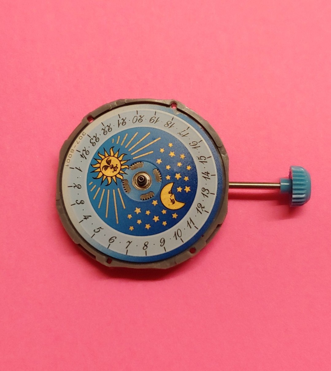 NOS Miyota SM90 -3 Hand Sun And Moon Movement. Sets, Runs, Keeps Time 24 Hrs.