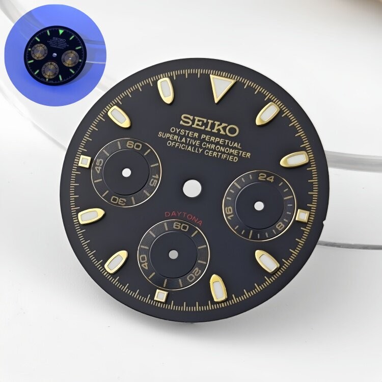 29.4mm Multifunctional Watch Dial Green Luminous For VK63 Movement Watch Parts