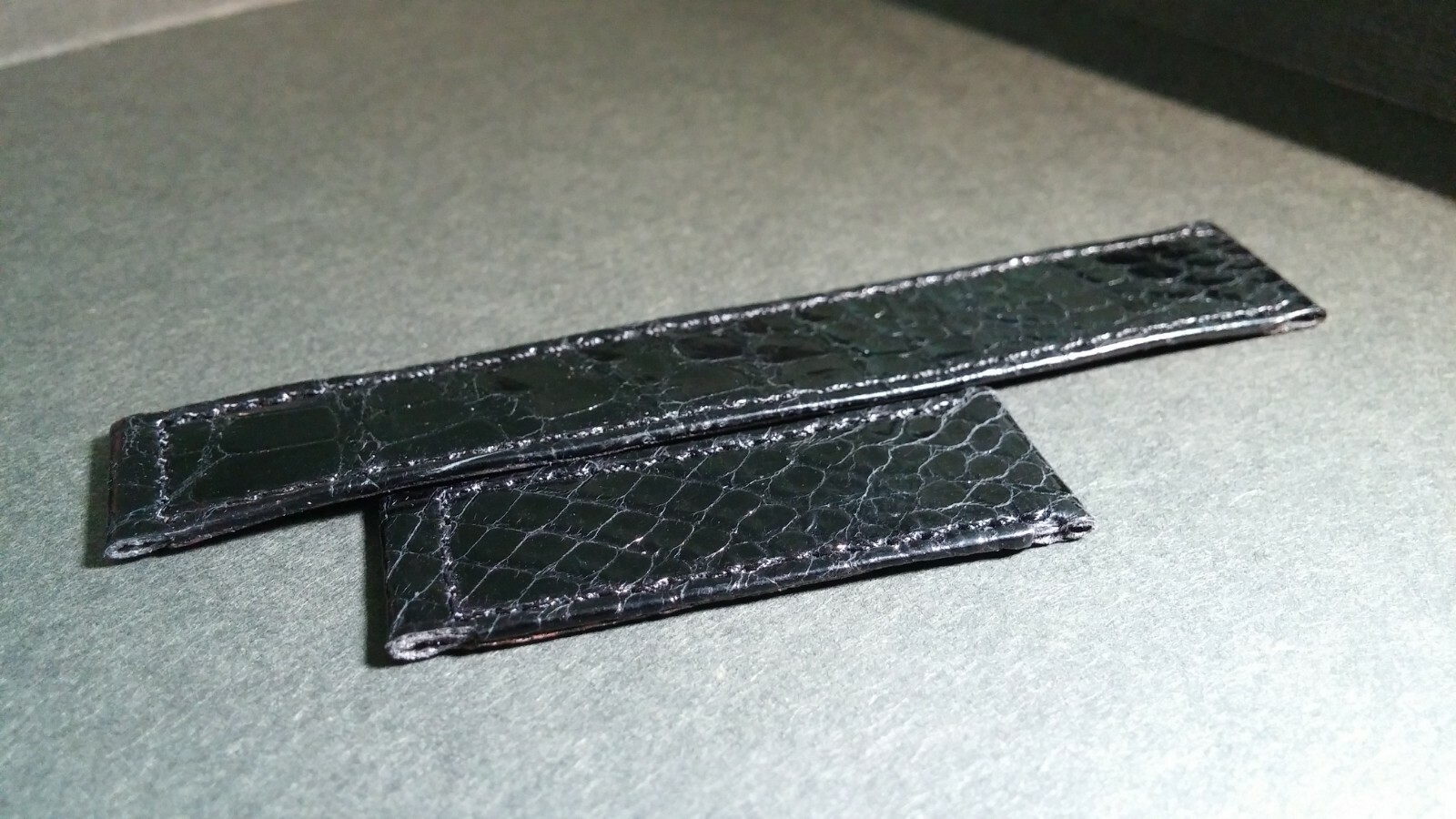 Original Must de Cartier Band 15x14mm SHINY BLACK Crocodile for watch repair
