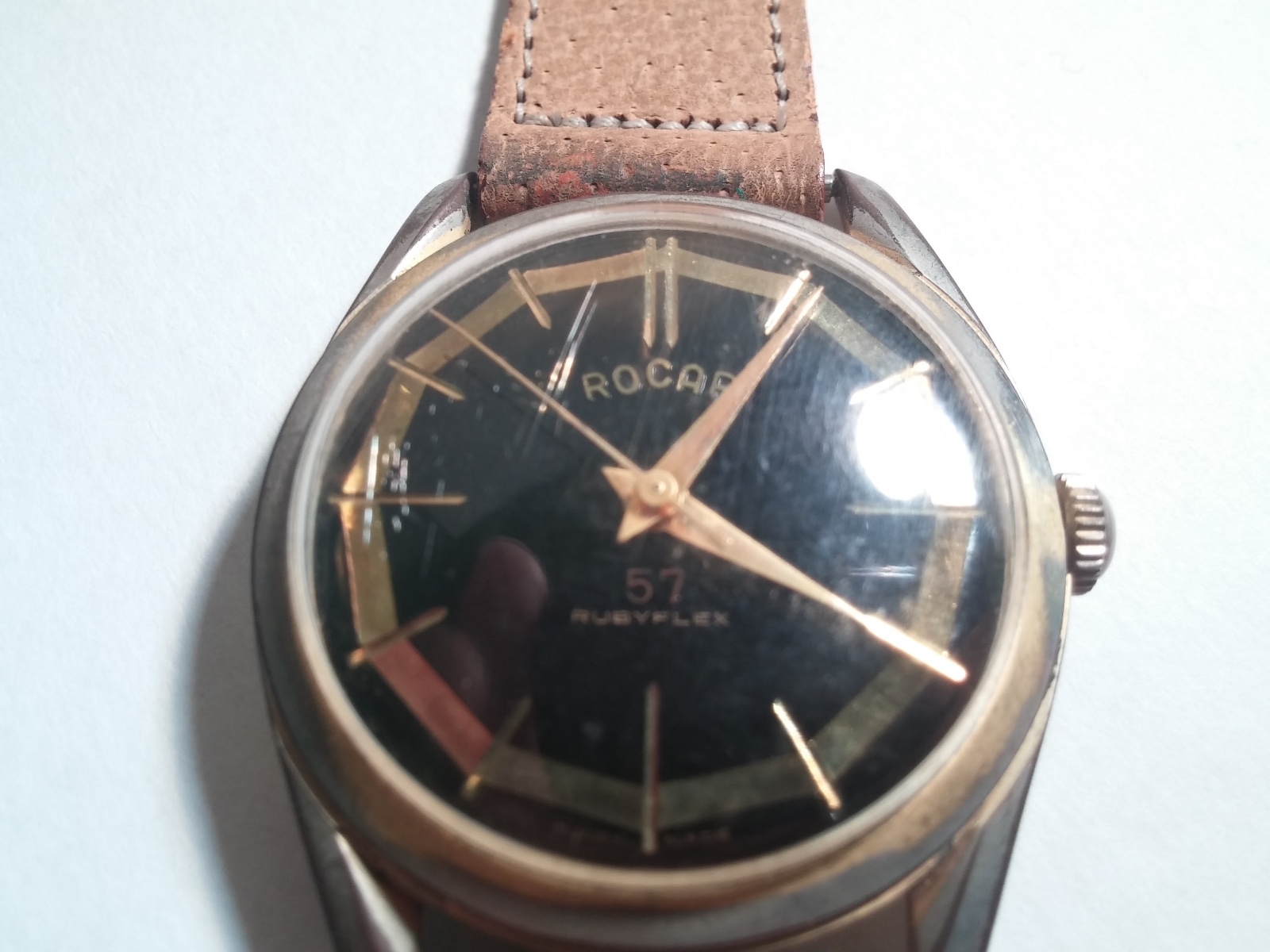 Rocar wrist watch Rubyflex 866 mechanical hand wind, Vintage, 15054, beautiful!