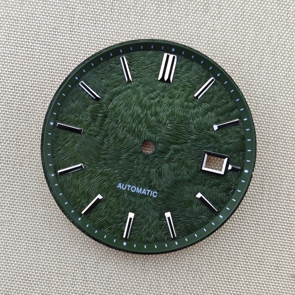 33.5mm No Logo Dial Textured Finish Pink Accent Date Window Fit Mod