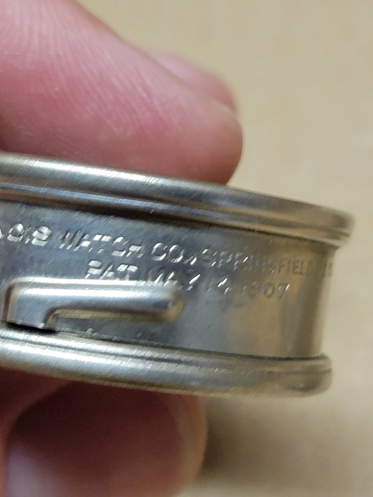1 ILLINOIS Watch Company GLASS Movement Shipping Tin Container Case 12 Size Lt3