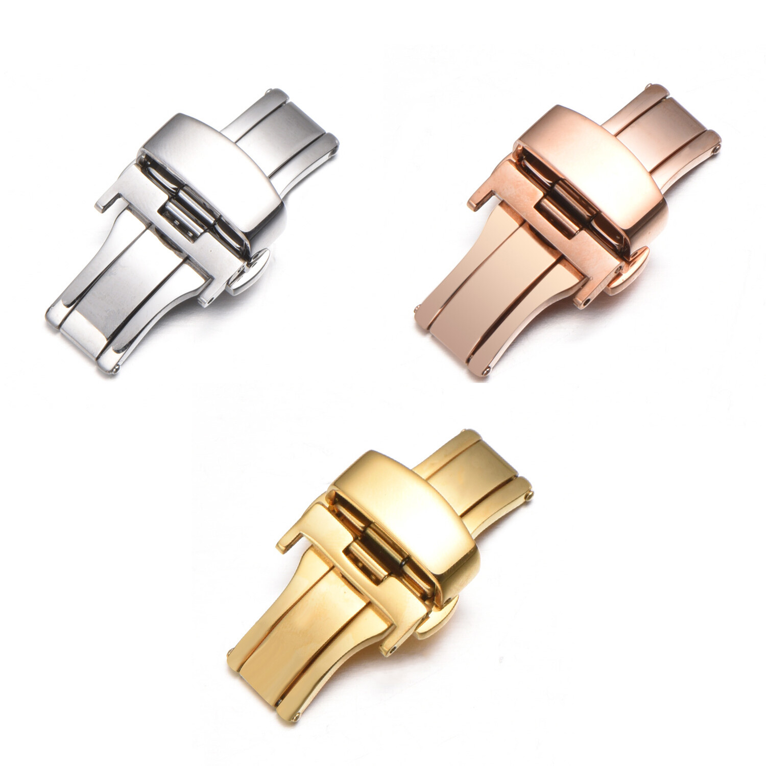 Deployment Buckle Clasp for Watch Push Button Silver Gold Rose 16mm 18mm 20mm