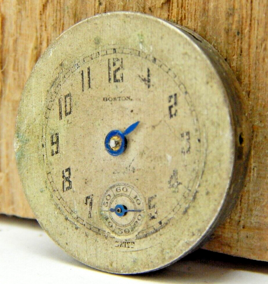 Vintage Boston 6 jewel 2 Adjustment 8/0 size watch movement with dial and hands