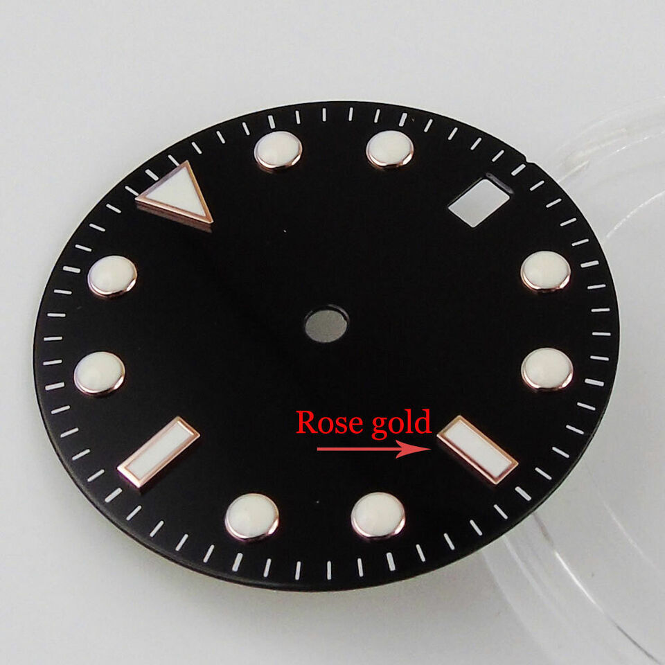 28.5mm Sunburst Watch Dial Face Date Fit NH35/NH35A Automatic Movement Blue Lume