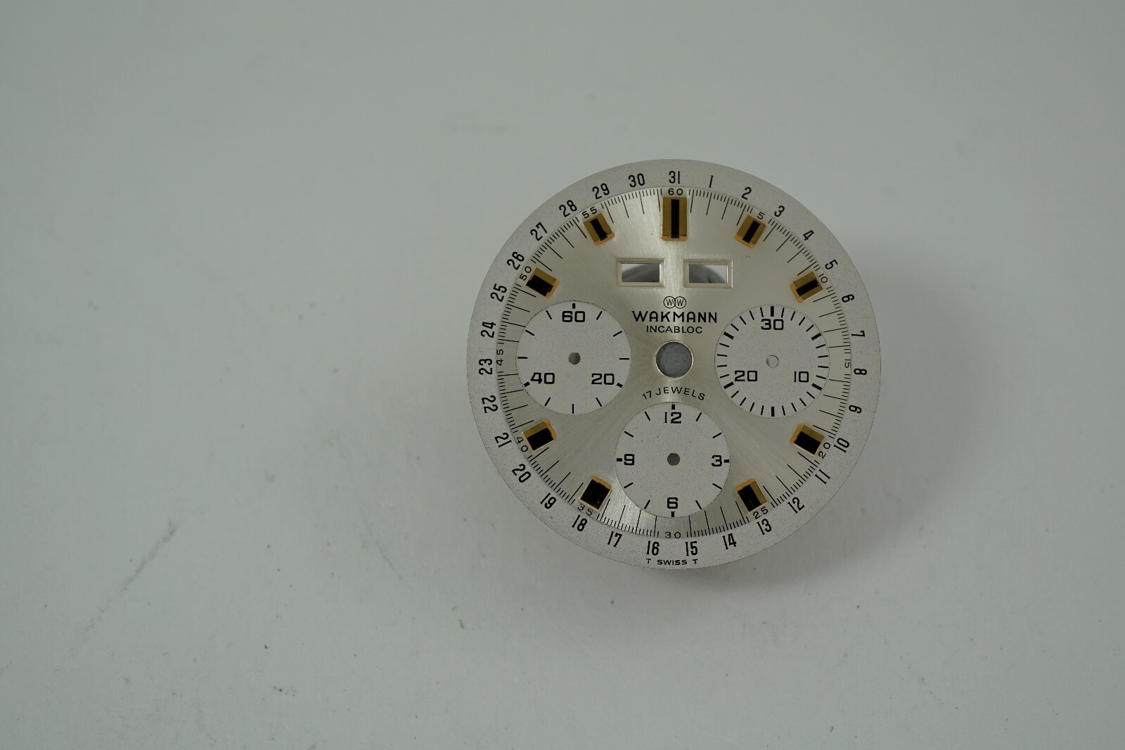 WAKMANN VINTAGE CALENDAR CHRONOGRAPH DIAL ONLY NEW OLD STOCK DATES 1970’S